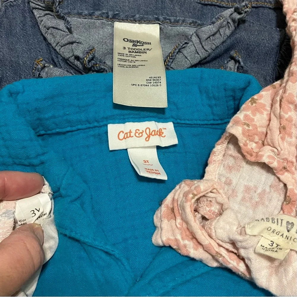 Girls’ 3T Dress & Shirt‎ Bundle Assorted Brands Oshkosh Cat&Jack Rabbit+Bear